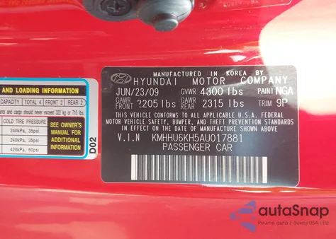 2010 Hyundai Genesis 3.8 from USA, damaged, VIN KMHHU6KH5AU017881